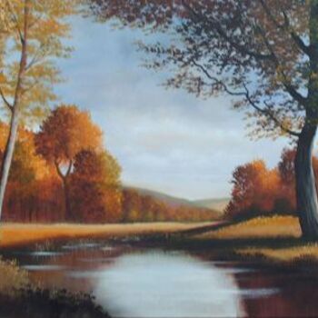 Peinture intitulée "automne en France" par Jean-Noel Cognet, Œuvre d'art originale