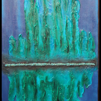 Peinture intitulée "Blue Green Metaphor" par Jo Moore, Œuvre d'art originale, Huile