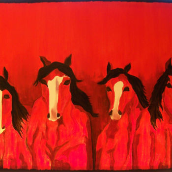 Painting titled "Four Amigos" by Jo Moore, Original Artwork, Oil