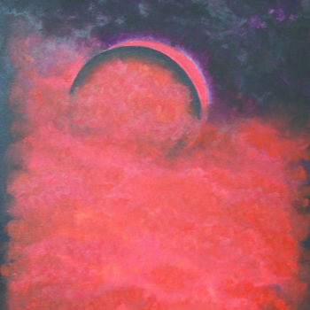 Pintura titulada "Mars Eclipse" por Jo Moore, Obra de arte original, Oleo