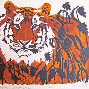 Incisioni, stampe intitolato "Catnipped: Bengal T…" da Jo Moore, Opera d'arte originale, Serigrafia