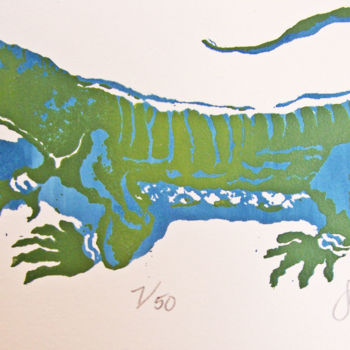 Printmaking titled "Living Fossil" by Jo Moore, Original Artwork, Screenprinting
