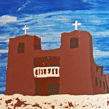 Printmaking titled "Nambe Mission" by Jo Moore, Original Artwork, Screenprinting