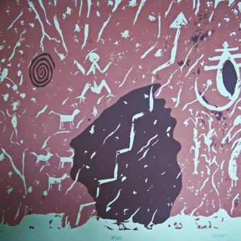 「Anasazi: Retrospect…」というタイトルの製版 Jo Mooreによって, オリジナルのアートワーク, スクリーン印刷