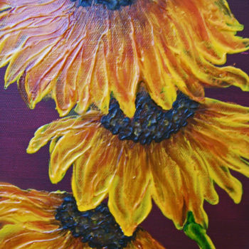Картина под названием "Sunflowers for Vinc…" - Jo Moore, Подлинное произведение искусства, Масло
