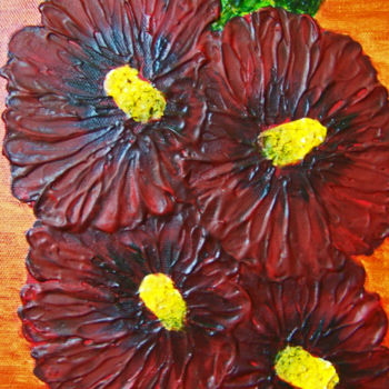 Painting titled "Hollyhocks for Geor…" by Jo Moore, Original Artwork, Oil