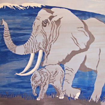 Estampas & grabados titulada "Endangered: African…" por Jo Moore, Obra de arte original, Serigrafía