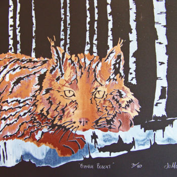Отпечатки и Гравюры под названием "Bosque Bobcat #arti…" - Jo Moore, Подлинное произведение искусства, Шелкография