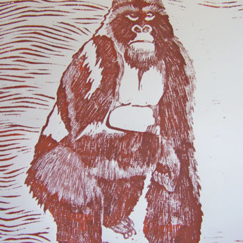 "Endangered: Mountai…" başlıklı Baskıresim Jo Moore tarafından, Orijinal sanat, Linocut