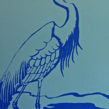 Εκτυπώσεις & Χαρακτικά με τίτλο "Great Blue Heron" από Jo Moore, Αυθεντικά έργα τέχνης, Screenprinting