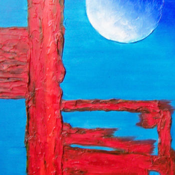 Malerei mit dem Titel "Blue Side of the Mo…" von Jo Moore, Original-Kunstwerk, Öl