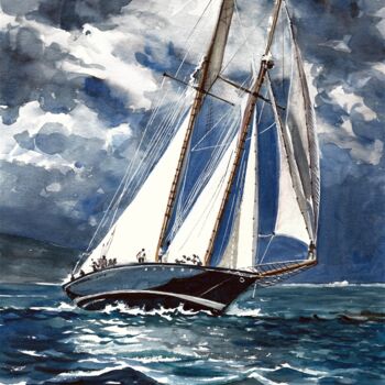 Peinture intitulée "Wind in the Sails" par Joachim Rossignol, Œuvre d'art originale, Aquarelle
