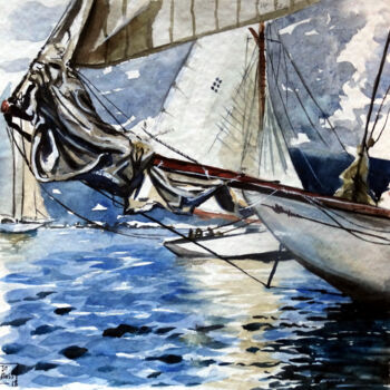 Malerei mit dem Titel "Marine 1" von Joachim Rossignol, Original-Kunstwerk, Aquarell