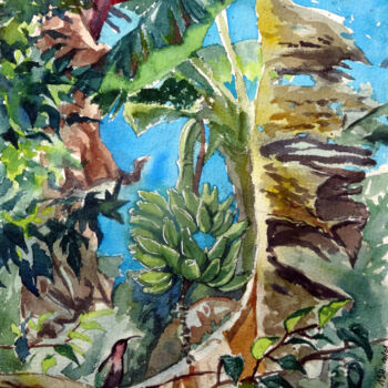 「Under Banana Leaf」というタイトルの絵画 Joachim Rossignolによって, オリジナルのアートワーク, 水彩画