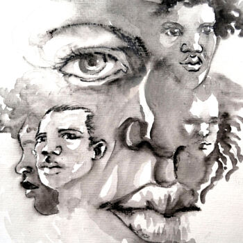 Tekening getiteld "Melting Face" door Joachim Rossignol, Origineel Kunstwerk, Aquarel