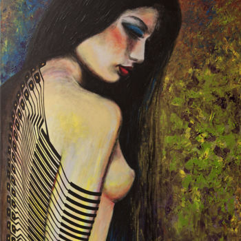 Painting titled "Pocahontas" by Jialba, Original Artwork, Acrylic