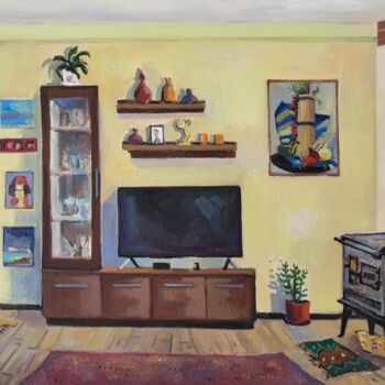 Painting titled "Home interior" by Joan Mato, Original Artwork, Oil