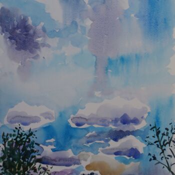 Peinture intitulée "sky study" par Joan Mato, Œuvre d'art originale, Aquarelle