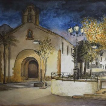 Картина под названием "Placeta del convent" - Joana Bisquert Mari, Подлинное произведение искусства, Акварель Установлен на…