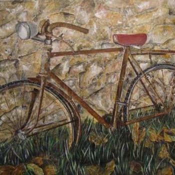 Pintura intitulada "Bicicleta abandonada" por Joana Bisquert Mari, Obras de arte originais, Acrílico