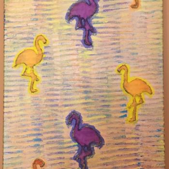 Картина под названием "Flamingos" - Joana Ramos, Подлинное произведение искусства