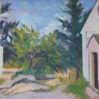 Pintura intitulada "Monhegan Schoolhouse" por Joan Cole, Obras de arte originais, Óleo