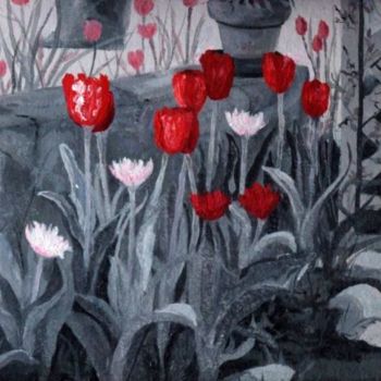 Pintura titulada "Red Tulips" por Joan Cole, Obra de arte original