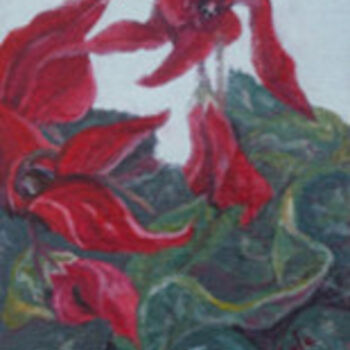 Painting titled "Cyclamen" by Joan Cole, Original Artwork, Oil