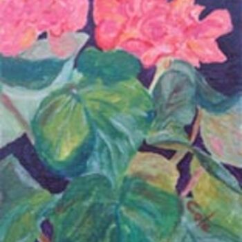 Painting titled "Begonia" by Joan Cole, Original Artwork, Oil