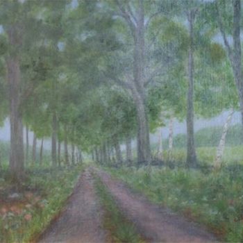 Painting titled "Road to the Farm" by Joan Cole, Original Artwork, Oil