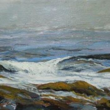 Schilderij getiteld "Sea and Fog" door Joan Cole, Origineel Kunstwerk, Olie