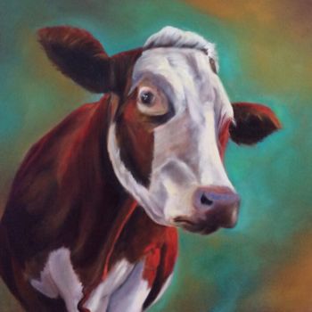 Peinture intitulée "La vache virgule" par Dao, Œuvre d'art originale, Huile