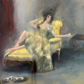 Schilderij getiteld "Delphine Rococo" door Dao, Origineel Kunstwerk, Olie