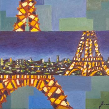 Painting titled "Tour Eiffel" by Joanna Bokij-Pineau, Original Artwork, Oil