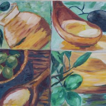 Peinture intitulée "Des olives" par Joanna Bokij-Pineau, Œuvre d'art originale, Huile
