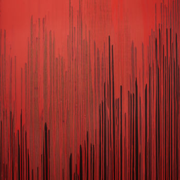 Schilderij getiteld "Frequencies Red" door Joanna Borkowska, Origineel Kunstwerk