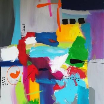 Картина под названием "De l'autre côté de…" - Joanna Buis, Подлинное произведение искусства, Акрил Установлен на Деревянная…