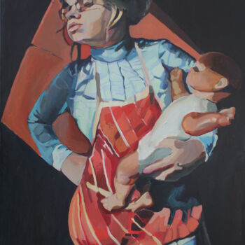 Painting titled "Kobieta I" by Joanna Burnat-Madejczyk, Original Artwork, Oil