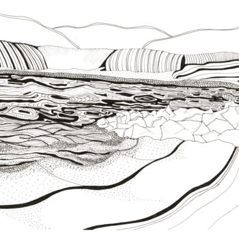 Rysunek zatytułowany „Porth Gwidden Coast…” autorstwa Joanna Levesley, Oryginalna praca, Atrament