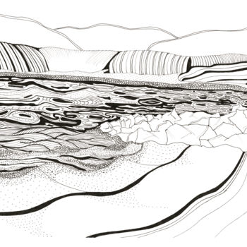 Disegno intitolato "Porth Gwidden Coast…" da Joanna Levesley, Opera d'arte originale, Inchiostro