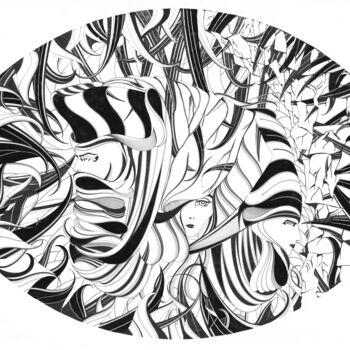 Zeichnungen mit dem Titel "The Mind's Eye" von Joanna Levesley, Original-Kunstwerk, Tinte