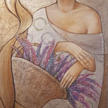 Peinture intitulée "Lavender basket" par Joanna Misztal, Œuvre d'art originale