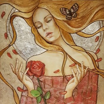 Peinture intitulée "Rose" par Joanna Misztal, Œuvre d'art originale