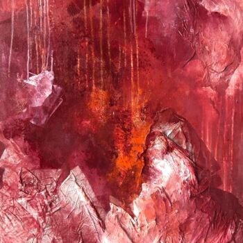 Картина под названием "The power of crimso…" - Joanna Wietrzycka, Подлинное произведение искусства, Акрил Установлен на Дере…
