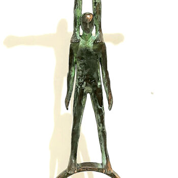 Skulptur mit dem Titel "Acrobat Game in Whe…" von Joanna Zakrzewska-Cholewa, Original-Kunstwerk, Bronze