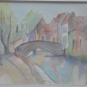 Painting titled "Promenade à Bruges" by Joanna Z, Original Artwork