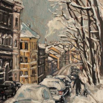 Картина под названием "Winter in town" - Joanna Plenzler, Подлинное произведение искусства, Акрил