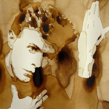 Pintura intitulada "David Bowie" por Joany Régibier, Obras de arte originais, Aquarela