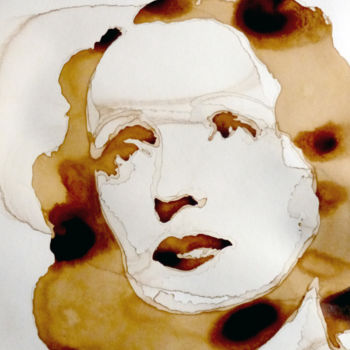 Malerei mit dem Titel "Edith Piaf" von Joany Régibier, Original-Kunstwerk, Aquarell