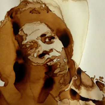 Painting titled "James Brown" by Joany Régibier, Original Artwork, Watercolor